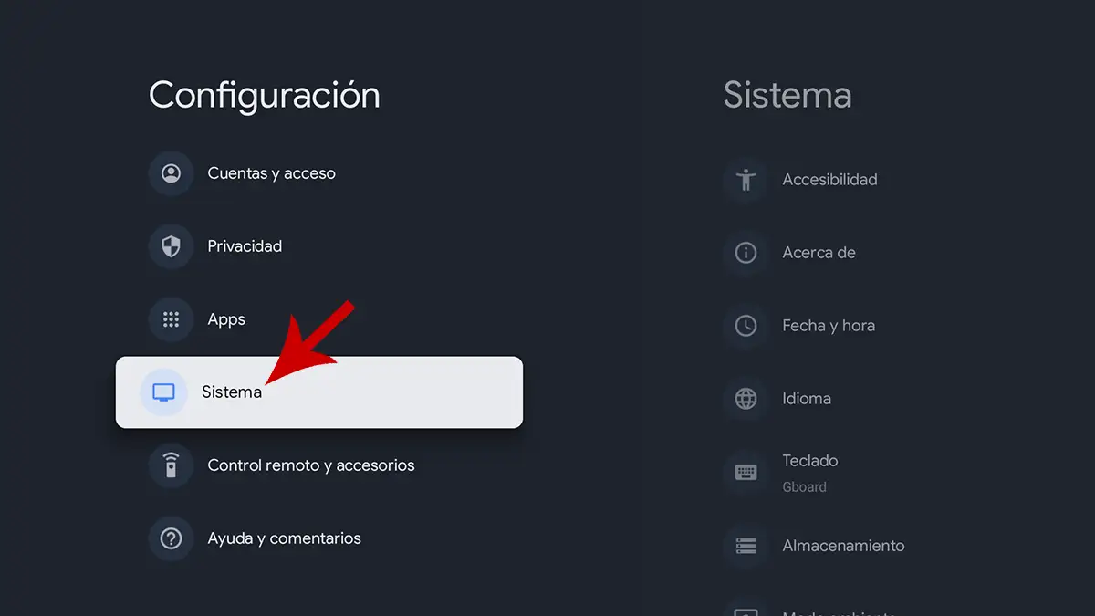 Ajustes avanzados del sistema Google TV