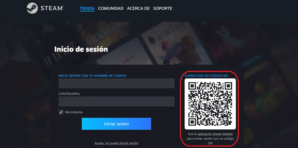 iniciar sesion en steam con codigo qr